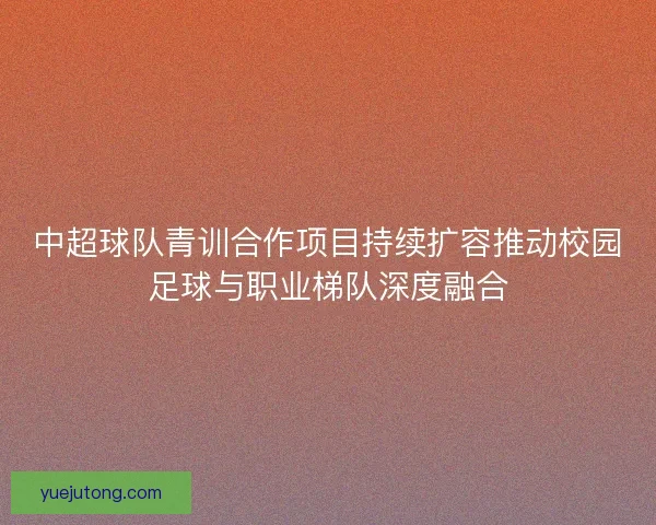 中超球队青训合作项目持续扩容推动校园足球与职业梯队深度融合